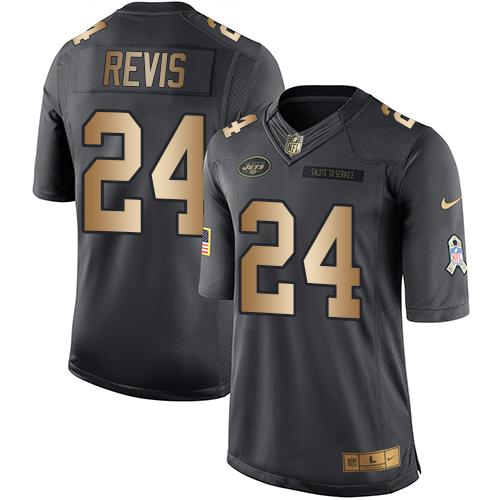 Nike Jets #24 Darrelle Revis Black Men's Stitched NFL Limited Gold Salute To Service Jersey Nike Jets #24 Darrelle Revis Black Men's Stitched NFL Limited Gold Salute To Service Jersey