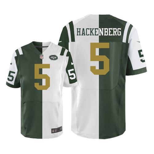 Nike Jets #5 Christian Hackenberg Green White Men's Stitched NFL Elite Split Jersey Nike Jets #5 Christian Hackenberg Green White Men's Stitched NFL Elite Split Jersey