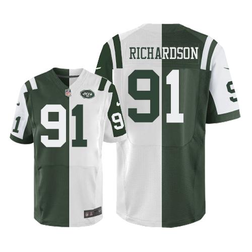 Nike Jets #91 Sheldon Richardson Green White Men's Stitched NFL Elite Split Jersey Nike Jets #91 Sheldon Richardson Green White Men's Stitched NFL Elite Split Jersey