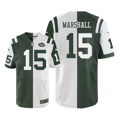Nike Jets #15 Brandon Marshall Green White Men's Stitched NFL Elite Split Jersey Nike Jets #15 Brandon Marshall Green White Men's Stitched NFL Elite Split Jersey