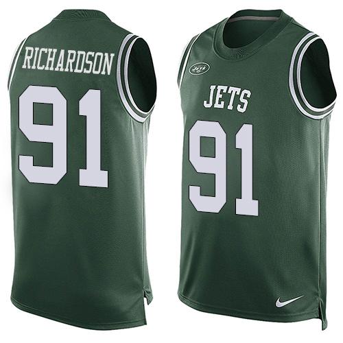 Nike Jets #91 Sheldon Richardson Green Team Color Men's Stitched NFL Limited Tank Top Jersey Nike Jets #91 Sheldon Richardson Green Team Color Men's Stitched NFL Limited Tank Top Jersey
