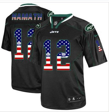 NEW New York Jets #12 Joe Namath Black NFL Elite USA Flag Fashion Jersey NEW New York Jets #12 Joe Namath Black NFL Elite USA Flag Fashion Jersey