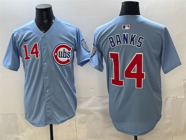 Men's Chicago Cubs #14 Ernie Banks Blue 2024 25 2nd Alternate Limited Stitched Baseball Jersey