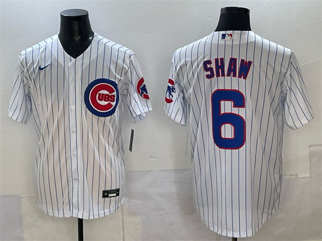 Men's Chicago Cubs #6 Matt Shaw White Cool Base Stitched Baseball Jersey Men's Chicago Cubs #6 Matt Shaw White Cool Base Stitched Baseball Jersey