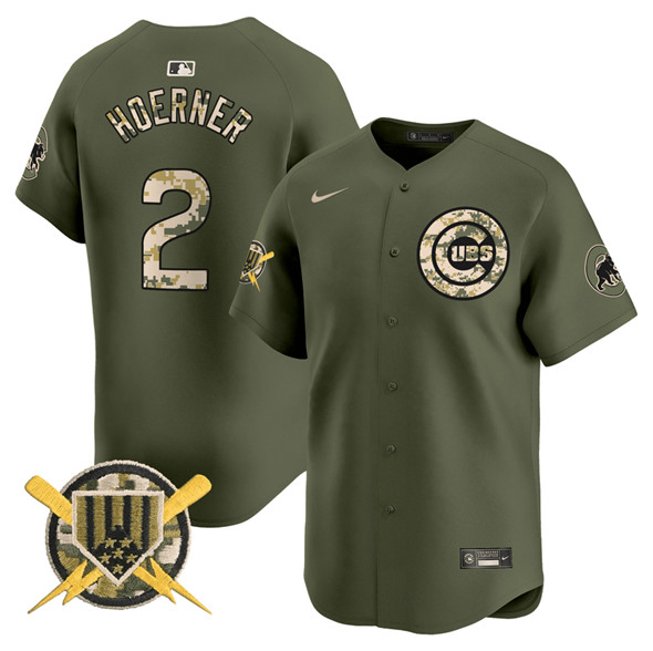Men's Chicago Cubs #2 Nico Hoerner Green Armed Forces Day Vapor Limited Stitched Baseball Jersey Men's Chicago Cubs #2 Nico Hoerner Green Armed Forces Day Vapor Limited Stitched Baseball Jersey