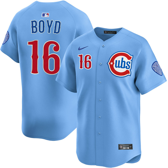 Men's Chicago Cubs #16 Matthew Boyd Blue 2024 25 2nd Alternate Limited Stitched Baseball Jersey