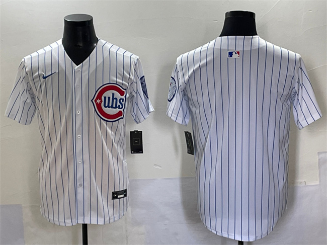 Men's Chicago Cubs Blank White Pinstripe 2nd Alternate Limited Stitched Baseball Jersey Men's Chicago Cubs Blank White Pinstripe 2nd Alternate Limited Stitched Baseball Jersey
