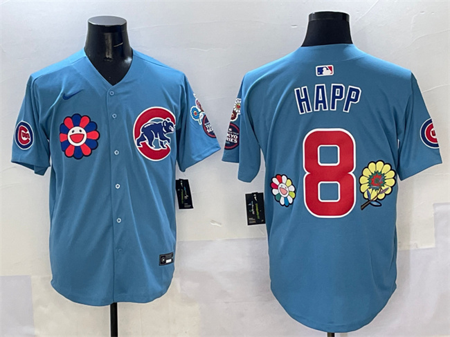 Men's Chicago Cubs #8 Ian Happ Blue 2025 Tokyo Series 2nd Alternate Limited Stitched Baseball Jersey Men's Chicago Cubs #8 Ian Happ Blue 2025 Tokyo Series 2nd Alternate Limited Stitched Baseball Jersey