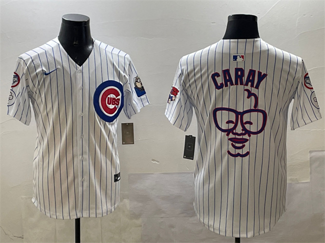 Men's Chicago Cubs White Harry Caray 'Holy Cow' Patch Limited Stitched Baseball Jersey Men's Chicago Cubs White Harry Caray 'Holy Cow' Patch Limited Stitched Baseball Jersey