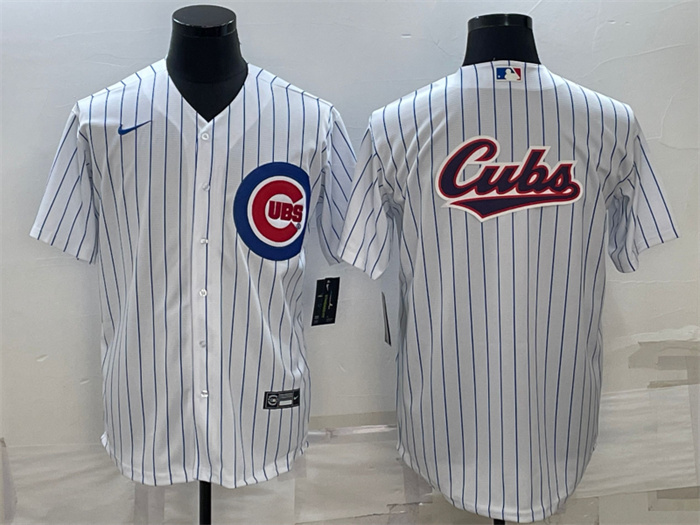 Men's Chicago Cubs White Team Big Logo Cool Base Stitched Jersey Men's Chicago Cubs White Team Big Logo Cool Base Stitched Jersey