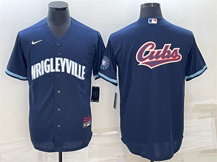 Men's Chicago Cubs Navy Team Big Logo Cool Base Stitched Jersey Men's Chicago Cubs Navy Team Big Logo Cool Base Stitched Jersey