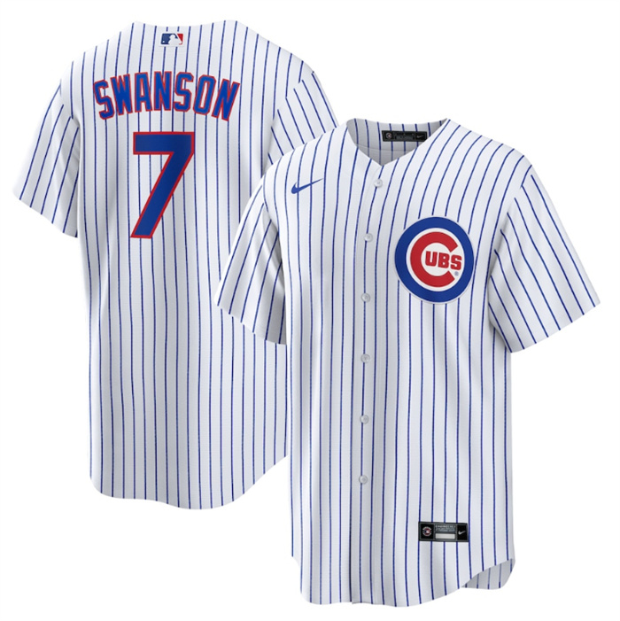 Men's Chicago Cubs #7 Dansby Swanson White Cool Base Stitched Baseball Jersey Men's Chicago Cubs #7 Dansby Swanson White Cool Base Stitched Baseball Jersey