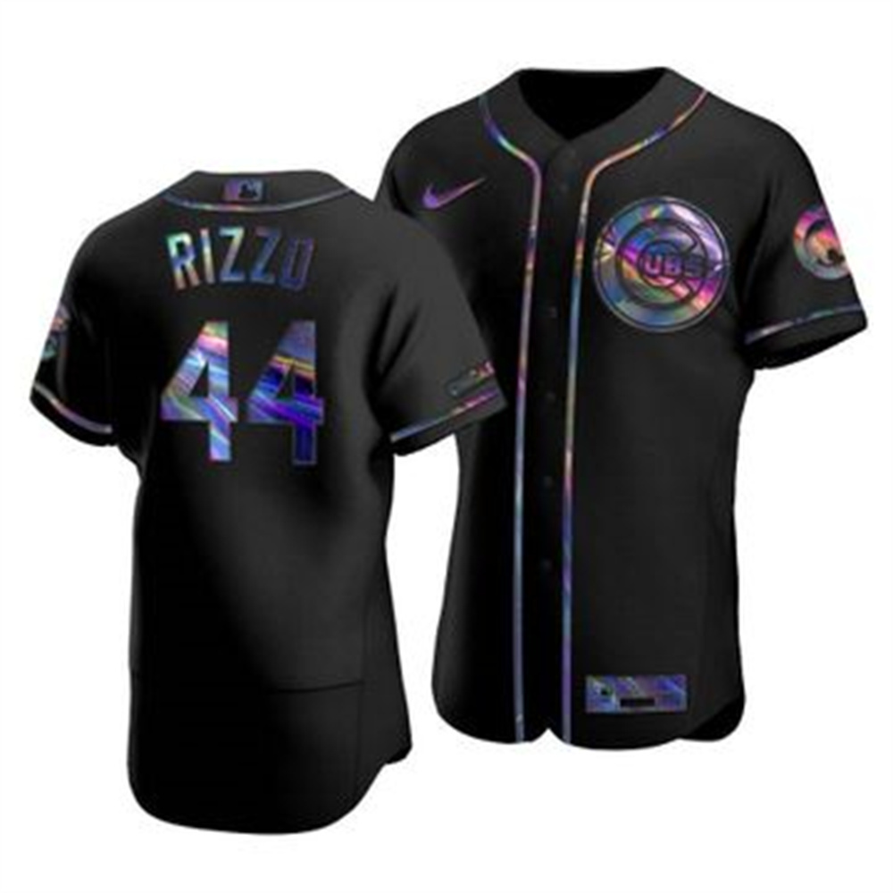 Chicago Cubs #44 Anthony Rizzo Men's Nike Iridescent Holographic Collection MLB Jersey - Black Chicago Cubs #44 Anthony Rizzo Men's Nike Iridescent Holographic Collection MLB Jersey - Black