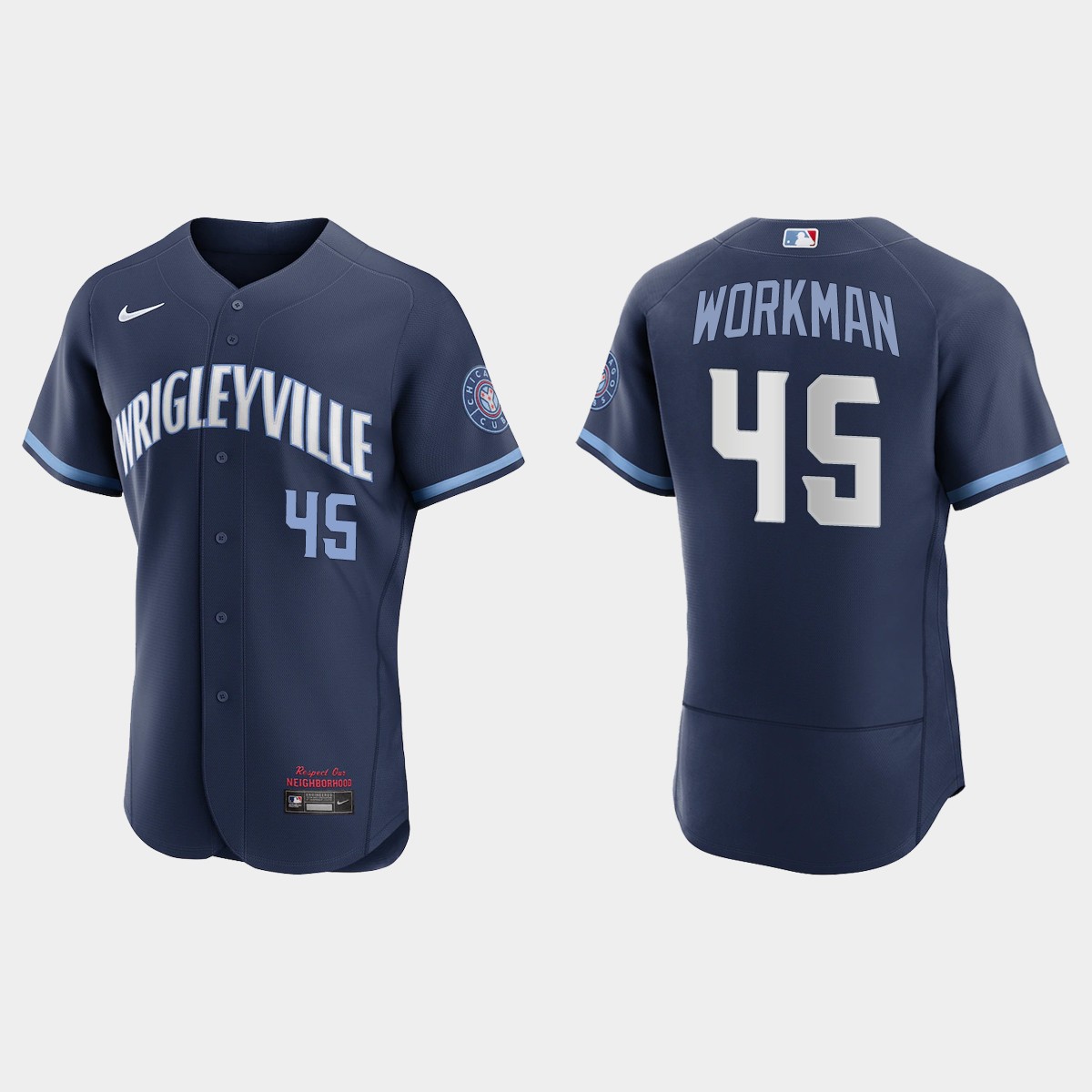 Chicago Cubs #45 Brandon Workman Men's Nike 2021 City Connect Authentic Navy MLB Jersey Chicago Cubs #45 Brandon Workman Men's Nike 2021 City Connect Authentic Navy MLB Jersey