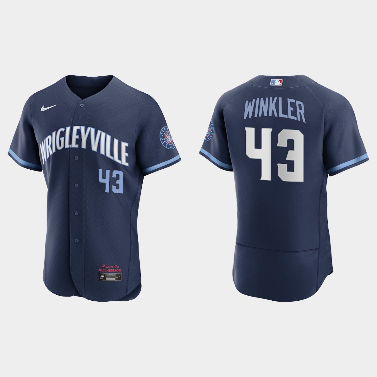 Chicago Cubs #43 Dan Winkler Men's Nike 2021 City Connect Authentic Navy MLB Jersey Chicago Cubs #43 Dan Winkler Men's Nike 2021 City Connect Authentic Navy MLB Jersey