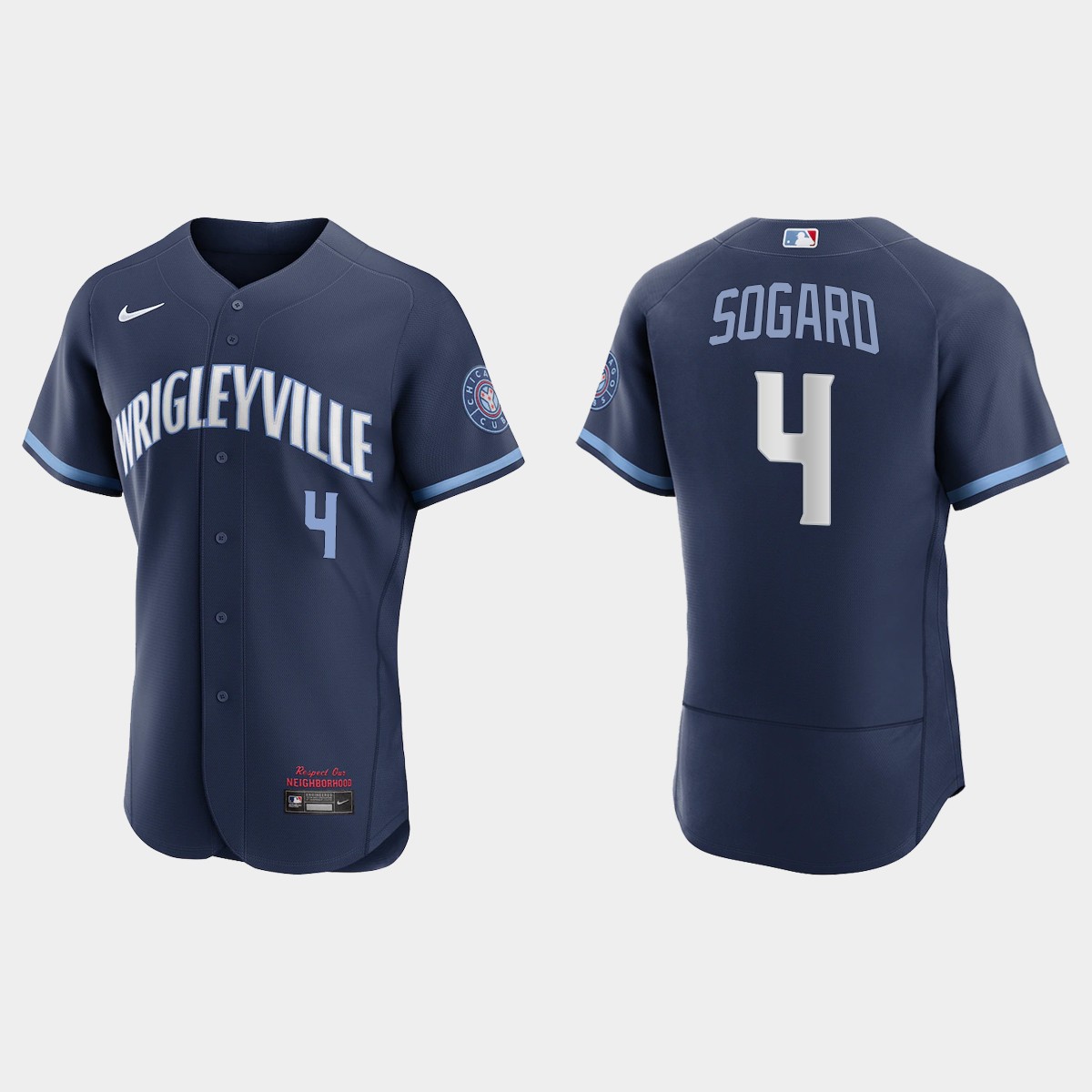 Chicago Cubs #4 Eric Sogard Men's Nike 2021 City Connect Authentic Navy MLB Jersey Chicago Cubs #4 Eric Sogard Men's Nike 2021 City Connect Authentic Navy MLB Jersey