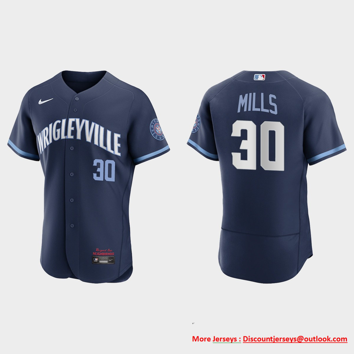 Chicago Cubs #30 Alec Mills Men's Nike 2021 City Connect Authentic Navy MLB Jersey