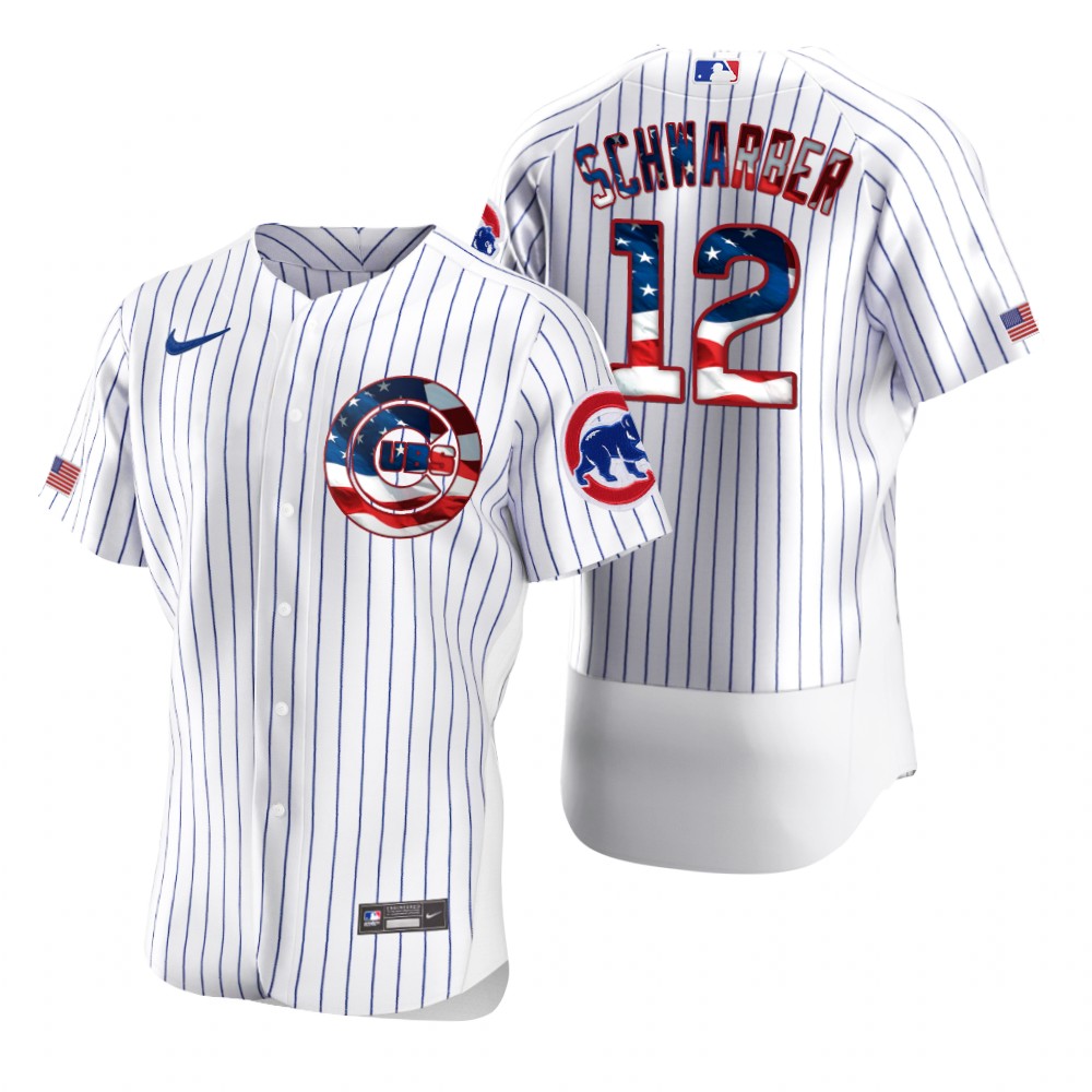 Chicago Cubs #12 Kyle Schwarber Men's Nike White Fluttering USA Flag Limited Edition Authentic MLB Jersey Chicago Cubs #12 Kyle Schwarber Men's Nike White Fluttering USA Flag Limited Edition Authentic MLB Jersey