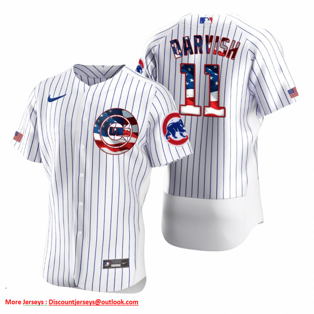 Chicago Cubs #11 Yu Darvish Men's Nike White Fluttering USA Flag Limited Edition Authentic MLB Jersey Chicago Cubs #11 Yu Darvish Men's Nike White Fluttering USA Flag Limited Edition Authentic MLB Jersey