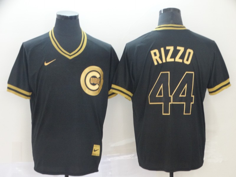 Cubs 44 Anthony Rizzo Black Gold Nike Cooperstown Collection Legend V Neck Jersey Cubs 44 Anthony Rizzo Black Gold Nike Cooperstown Collection Legend V Neck Jersey