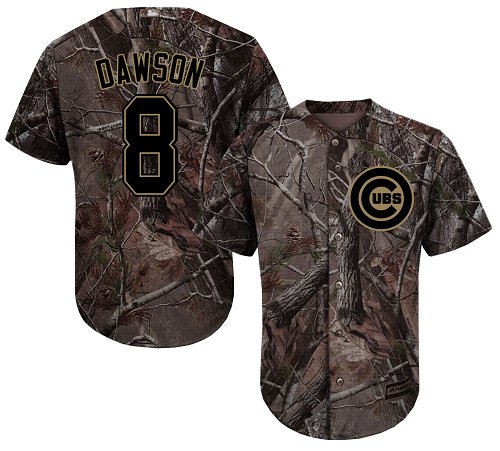 Cubs #8 Andre Dawson Camo Realtree Collection Cool Base Stitched Baseball Jersey