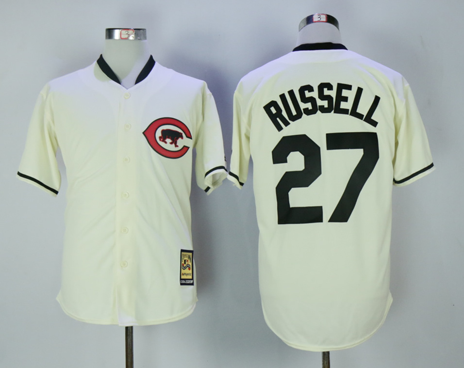 Cubs #27 Addison Russell Cream Throwback Jersey Cubs #27 Addison Russell Cream Throwback Jersey