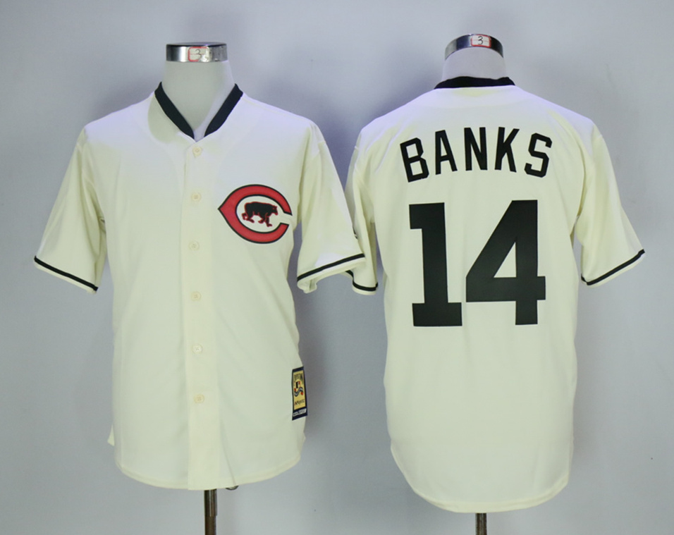Cubs #14 Ernie Banks Cream Throwback Jersey Cubs #14 Ernie Banks Cream Throwback Jersey