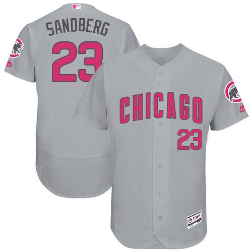 Cubs #23 Ryne Sandberg Grey Flexbase Authentic Collection Mother's Day Stitched MLB Jersey Cubs #23 Ryne Sandberg Grey Flexbase Authentic Collection Mother's Day Stitched MLB Jersey