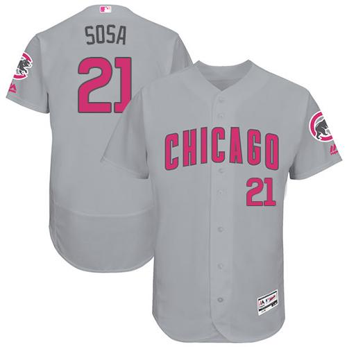 Cubs #21 Sammy Sosa Grey Flexbase Authentic Collection Mother's Day Stitched MLB Jersey Cubs #21 Sammy Sosa Grey Flexbase Authentic Collection Mother's Day Stitched MLB Jersey