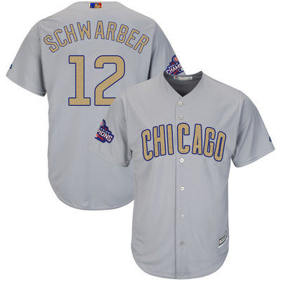 Cubs #12 Kyle Schwarber World Series Champions Gold Program Cool Base Jersey