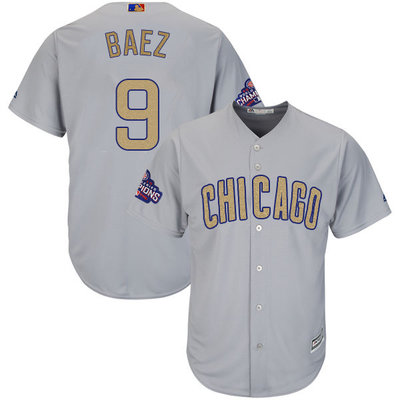Cubs #10 Javier Baez World Series Champions Gold Program Cool base Jersey