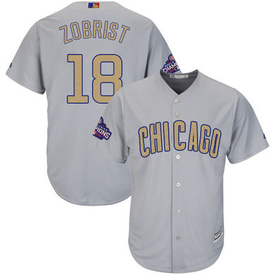 Cubs #18 Ben Zobrist World Series Champions Gold Program Cool Base Jersey