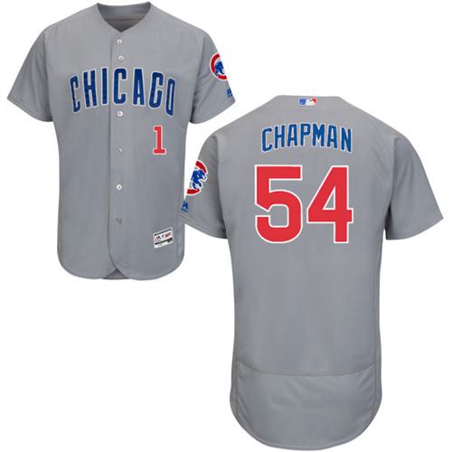 Cubs #54 Aroldis Chapman Grey Flexbase Authentic Collection Road Stitched MLB Jersey Cubs #54 Aroldis Chapman Grey Flexbase Authentic Collection Road Stitched MLB Jersey