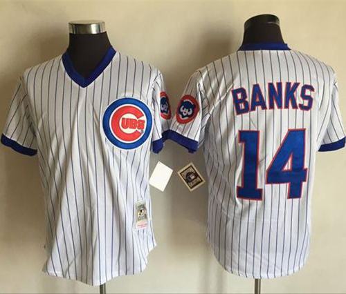 Mitchell And Ness Cubs #14 Ernie Banks White(Blue Strip) Throwback Stitched MLB Jersey Mitchell And Ness Cubs #14 Ernie Banks White(Blue Strip) Throwback Stitched MLB Jersey