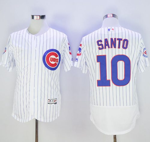 Cubs #10 Ron Santo White Flexbase Authentic Collection with 100 Years at Wrigley Field Commemorative Patch Stitched MLB Jersey Cubs #10 Ron Santo White Flexbase Authentic Collection with 100 Years at Wrigley Field Commemorative Patch Stitched MLB Jersey