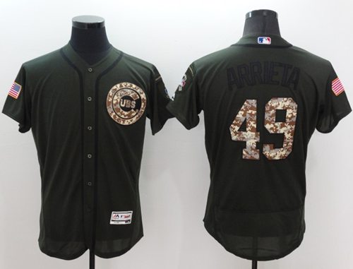 Cubs #49 Jake Arrieta Green Flexbase Authentic Collection Salute to Service Stitched MLB Jersey Cubs #49 Jake Arrieta Green Flexbase Authentic Collection Salute to Service Stitched MLB Jersey