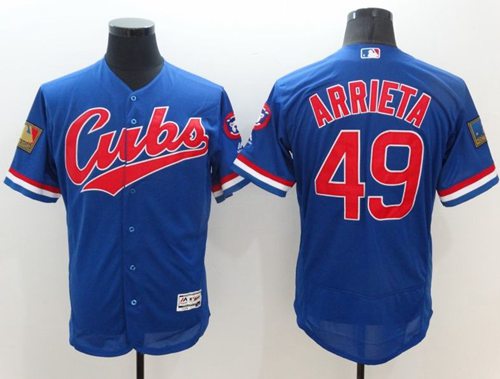 Cubs #49 Jake Arrieta Blue Flexbase Authentic Collection 1994 Turn Back The Clock Stitched MLB Jersey Cubs #49 Jake Arrieta Blue Flexbase Authentic Collection 1994 Turn Back The Clock Stitched MLB Jersey