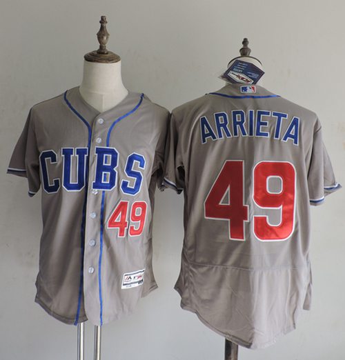Cubs #49 Jake Arrieta Grey Flexbase Authentic Collection Alternate Road Stitched MLB Jersey Cubs #49 Jake Arrieta Grey Flexbase Authentic Collection Alternate Road Stitched MLB Jersey