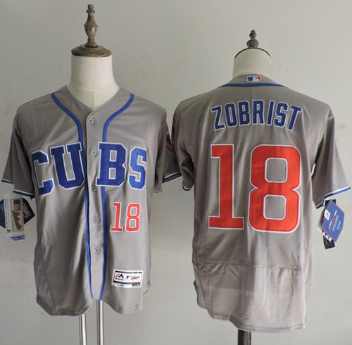 Cubs #18 Ben Zobrist Grey Flexbase Authentic Collection Alternate Road Stitched MLB Jersey Cubs #18 Ben Zobrist Grey Flexbase Authentic Collection Alternate Road Stitched MLB Jersey
