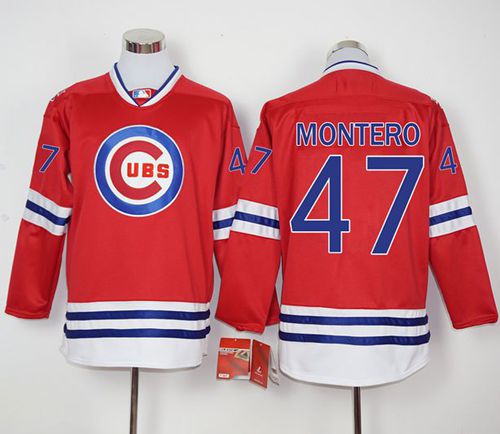 Cubs #47 Miguel Montero Red Long Sleeve Stitched MLB Jersey Cubs #47 Miguel Montero Red Long Sleeve Stitched MLB Jersey