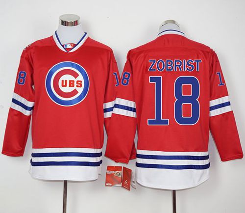 Cubs #18 Ben Zobrist Red Long Sleeve Stitched MLB Jersey Cubs #18 Ben Zobrist Red Long Sleeve Stitched MLB Jersey