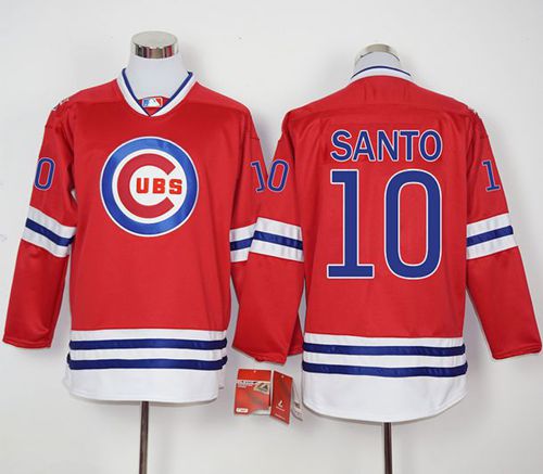 Cubs #10 Ron Santo Red Long Sleeve Stitched MLB Jersey Cubs #10 Ron Santo Red Long Sleeve Stitched MLB Jersey