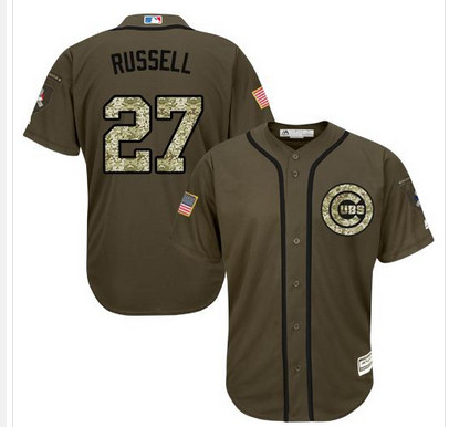 Cubs #27 Addison Russell Green Salute to Service Stitched MLB Jersey