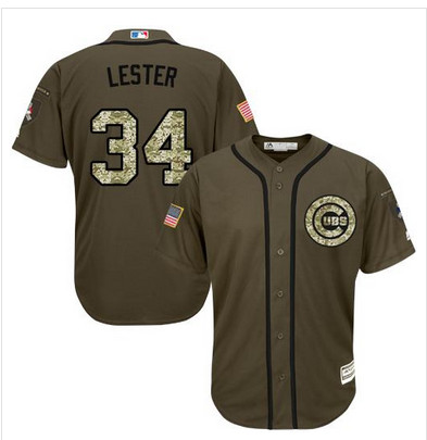 Cubs #34 Jon Lester Green Salute to Service Stitched MLB Jersey