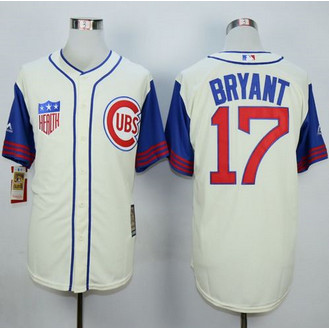 Chicago Cubs #17 Kris Bryant Cream Blue 1942 Turn Back The Clock Stitched Baseball Jersey Chicago Cubs #17 Kris Bryant Cream Blue 1942 Turn Back The Clock Stitched Baseball Jersey