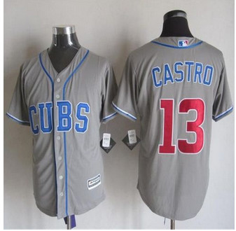 Chicago Cubs #13 Starlin Castro Grey Alternate Road New Cool Base Stitched Baseball Jersey Chicago Cubs #13 Starlin Castro Grey Alternate Road New Cool Base Stitched Baseball Jersey
