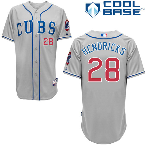 Chicago Cubs 28# Hendricks Grey Authentic Personalized Road cool Jersey-2