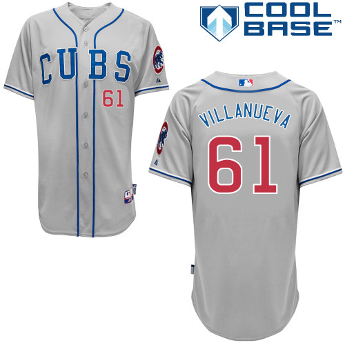 Chicago Cubs 61# Villanueva Grey Authentic Personalized Road cool Jersey Chicago Cubs 61# Villanueva Grey Authentic Personalized Road cool Jersey