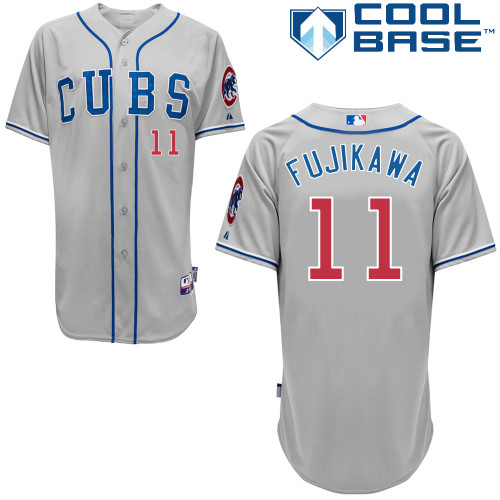 Chicago Cubs 11# Fujikawa Grey Authentic Personalized Road cool Jersey-2 Chicago Cubs 11# Fujikawa Grey Authentic Personalized Road cool Jersey-2