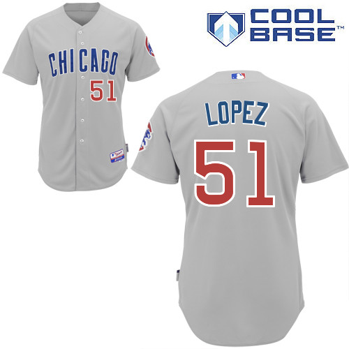 Chicago Cubs 51# Lopez Grey Authentic Personalized Road cool Jersey Chicago Cubs 51# Lopez Grey Authentic Personalized Road cool Jersey